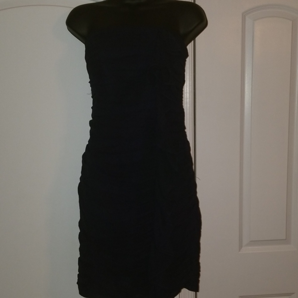 Navy strapless dress